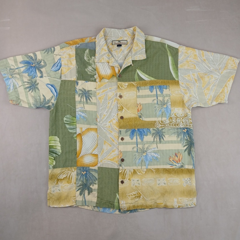 Tommy Bahama Large Mens Shirt Hawaiian Camp Silk‎ Floral 24x28